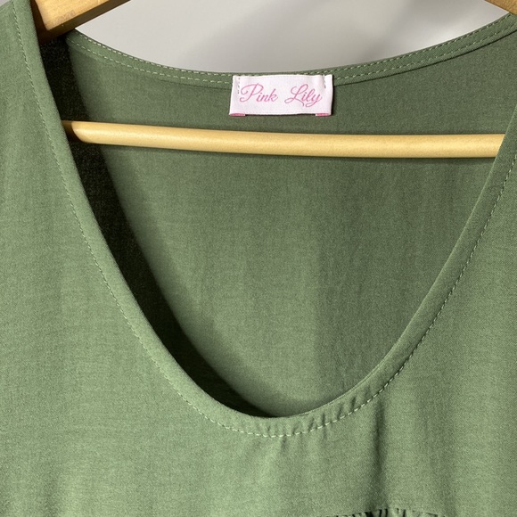 Pink Lily Connect To Your Heart Dress in Olive - Picture 3 of 6